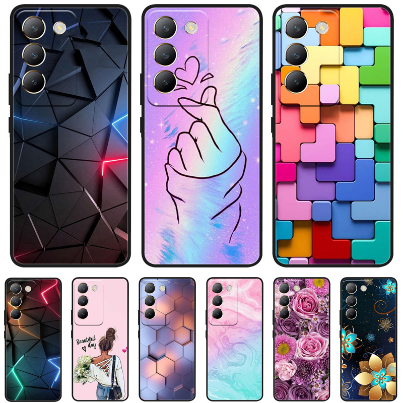 Vivo V40 - Sarung ponsel silikon lunak motif marmer,