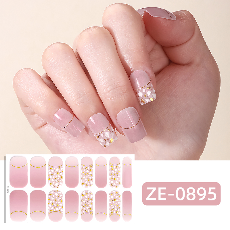 16Tips Stiker Kuku Pink Glitte - Full Cover Adhesive ulasan dan harga